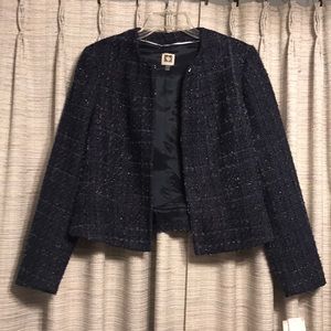 Anne Klein Cadet Blue Tweed Jacket
